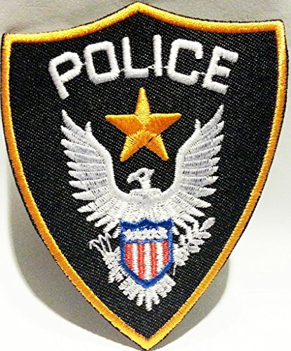 Polizei Aufnäher Patches für Jacken Jeans Kleidung Bügelbilder Flicken Stoff Patch Kleider Aufnäher Patches Aufbügler zum Aufbügeln" Police 7,5 x 8,5 cm " von B2SEE