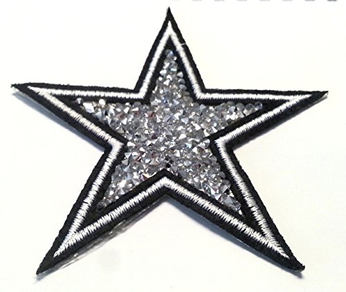 Strass Glitzer Stern Aufnäher Patches Applikationen mit Strass Pailletten Glitzer zum aufbügeln " Strass - Stern 10 cm " von B2SEE