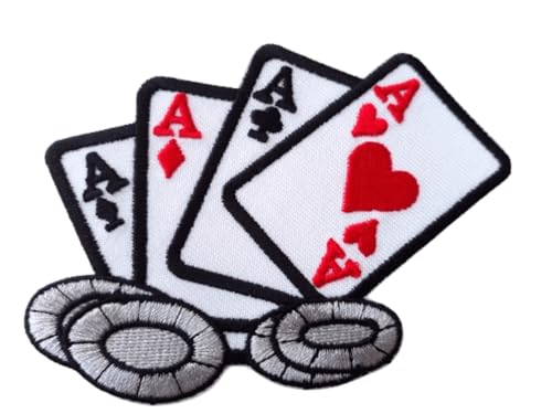 Aufnäher Patches Aufbügler für Jacken Jeans Kleidung Bügelbilder Flicken Stoff Kleider Applikation Patches Aufbügler Aufnäher zum aufbügeln " 11 cm Poker Karten " von B2See