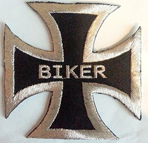 Biker Kreuz Aufnäher Symbol Logo Patch Stickerei 8 x 8 cm von B2See