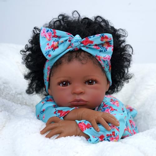BABESIDE Reborn Puppe Schwarz Mädchen – 20 Zoll Reborn Baby Black, Lebensechte Babypuppen mit Kleidung und Spielzeug, Geschenk für Kinder ab 3 Jahren von BABESIDE