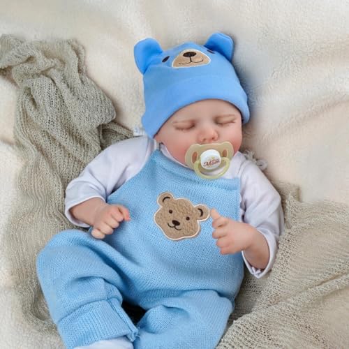 BABESIDE Reborn Puppen Lebensecht, 17 Zoll Realistische Reborn Junge, Weiche Vinyl-Reborn Baby mit Kleidung und Spielzeug, Geschenk für Kinder ab 3 Jahren von BABESIDE