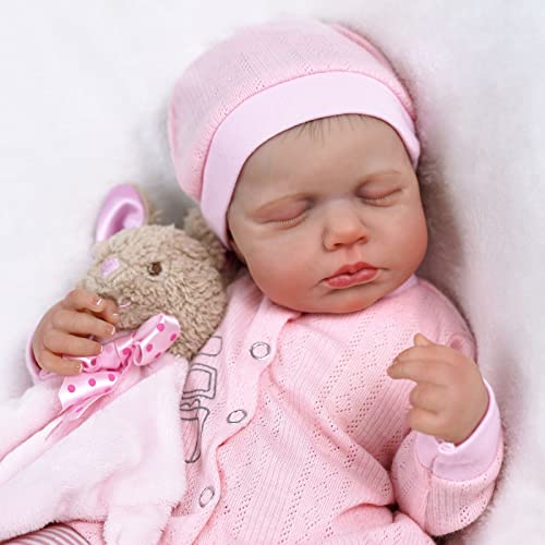 BABESIDE lebensechte Reborn-Babypuppen - 18 Zoll Realistische-Neugeborene Babypuppen Amerikanisches schlafendes Mädchen Puppen mit Kleidung und Spielzeugzubehör Geschenk für Kinder ab 3 Jahren von BABESIDE