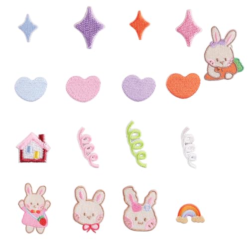 17 PCs Herzreparaturflecken Eisen Auf Gestickten Flecken Cartoon Kaninchen Nähen Sie Dekorative Applikationen Für Kleidung 17 PCs Herzreparaturflecken Eisen Auf Gestickten Flecken Cartoon Kaninchen Nähen Sie Dekorative Applikationen Für Kleidung von BABYVIVA