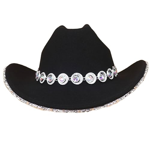 BABYVIVA Cowboyhut mit Diamanten besetzt, mit Schmucksteinen besetzt, Discohut für Mädchen, Jungen, Cowgirl-Hut für Karneval, Musikfestival von BABYVIVA