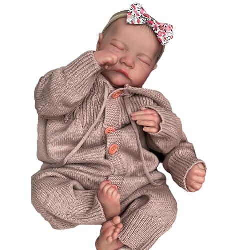 BABYVIVA Puppe mit E-Jungen-Augen offen/geschlossen, handgefertigt, weiße Haut, neugeborener Junge in Kleidung, Silikonpuppe für Childer von BABYVIVA