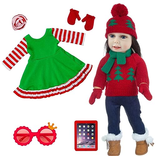 BABYVIVA Puppen Weihnachten Kleidung Set für 45,7 cm Puppe Mädchen Puppen Mode Urlaub Motto Kostüm Puppe Party Outfit & Zubehör von BABYVIVA