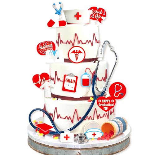 Kuchendekoration für Krankenschwestern, Cupcake-Topper, Krankenschwestern, Abschlussfeier, Kuchendekorationen, RN-Themenparty, Gastgeschenke, Krankenschwester-Dekorationen für Krankenpflege, von BACH AND BOOZY