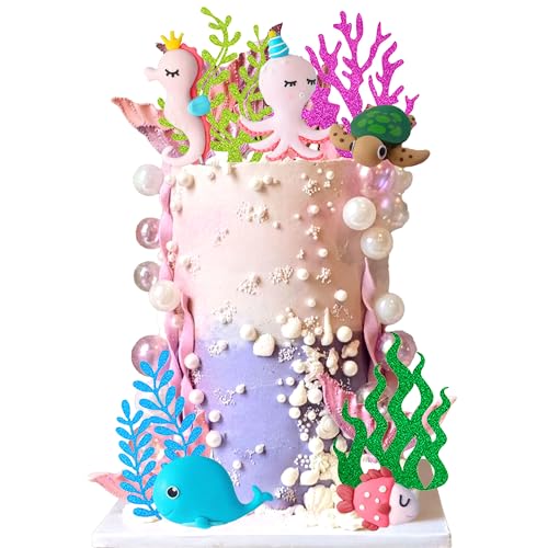 Luxus unter dem Meer Ozean Tiere Geburtstag Kuchen Dekorationen Meer Ozean Party Favor Supplies für Meer Ozean Thema Babyparty Geburtstagsparty von BACH AND BOOZY