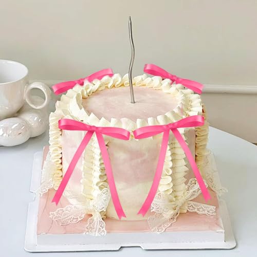 BAB Rosa Schleife Kuchen Topper Bowknot Bänder Schleife Kuchen Dessert Picks für Dekorationen Braut Baby Shower Geburtstag Hochzeit von BACH AND BOUJEE