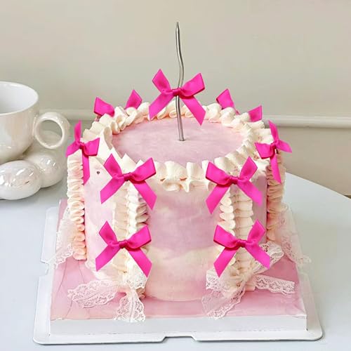 Heiße rosa Schleife Tortenaufleger Schleifenknoten Bänder Schleife Torte Dessert Picks für Dekorationen Braut Babydusche Hochzeit Geburtstag Party Dekoration von BACH AND BOUJEE