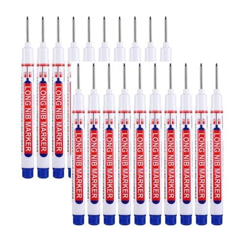 BADIKA Federkopfmarkierer Deep Hole Long Nib Scriber 20 Teile/Satz Fliesen Boden Fliesen Marker Stift Lange Kopf Marker Holz Badezimmer Wasserdicht Tiefe Loch Oiliness Holz Glas Metall(20pcs Blue) von BADIKA