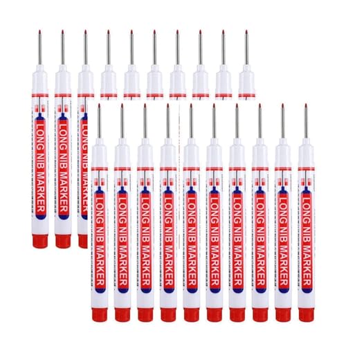 BADIKA Federkopfmarkierer Deep Hole Long Nib Scriber 20 Teile/Satz Fliesen Boden Fliesen Marker Stift Lange Kopf Marker Holz Badezimmer Wasserdicht Tiefe Loch Oiliness Holz Glas Metall(20pcs red) von BADIKA