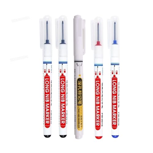 BADIKA Federkopfmarkierer Deep Hole Long Nib Scriber 5/2 Teile/Satz Lange Nase Marker Perforieren 20mm Tiefe Loch Lange Kopf Spitze Marker for Metall Wasserdicht Bad Holzbearbeitung(5pcs Mix A) von BADIKA