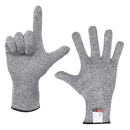 BADIKA Sicherheitshandschuhe Anti Cut H+P+P+E Sicherheits-Anti-Schnitt-Handschuhe der Stufe 5, hochfest, Industrie, Küche, Garten, Kratzfest, schnittfest, Glasschneiden, Mehrzweck(L) von BADIKA