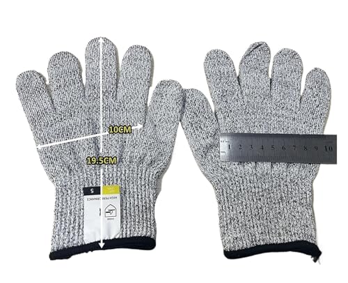 BADIKA Sicherheitshandschuhe Anti Cut H+P+P+E Sicherheits-Anti-Schnitt-Handschuhe der Stufe 5, hochfest, Industrie, Küche, Garten, Kratzfest, schnittfest, Glasschneiden, Mehrzweck(S(19.5CM)) von BADIKA