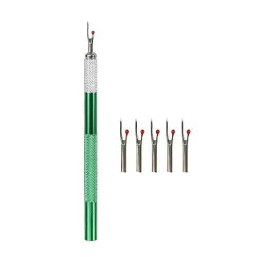 BADIKA Stichentferner 1 Stück Fadenschneider mit 5 Stück Ersatzkopf Nahttrenner Stichfaden Unpicker Stickgarnentferner DIY Nähwerkzeuge(Green) von BADIKA