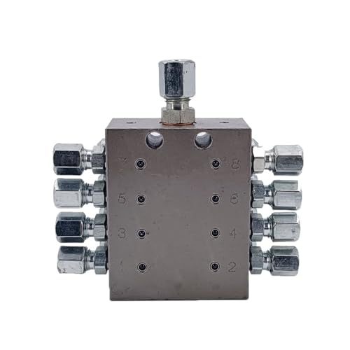 BADIKA Ventil-Schmiersystem Fettverteilerblock, Schmierverteiler, Progressive Schmierung, Verteilerventil, 2–14 Wege, Einlass 6 mm, Auslass 6 mm(MVB 10 Way,No pin no Switch) von BADIKA