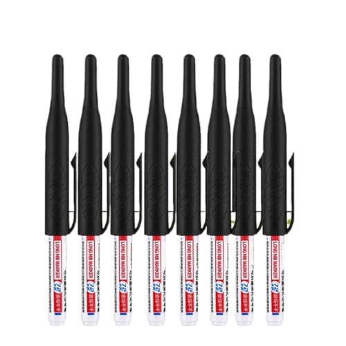 Federkopfmarkierer Deep Hole Long Nib Scriber 32mm Wasserdicht Lange Spitze Zimmermann Stift Kopf Tief Loch Marker Stifte Schwarz/Blau/Rot Tinte for holzbearbeitung Hand Werkzeuge Großhandel(8pcs blac von BADIKA