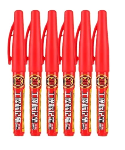 Federkopfmarkierer Deep Hole Long Nib Scriber 6 stücke 30/20 MM Lange Kopf Marker Holzbearbeitung Bohren Markierungsstift Schnell Trocknend Engineering Marker Verlängern Stanzen Zeichen öl(6pcs red 20 von BADIKA