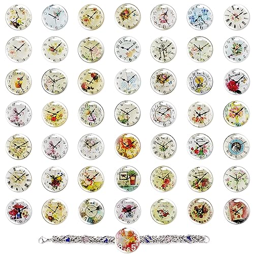 Glasnuggets Glassteine Deko Groß Klar Muggelsteine Bunt Cabochon 25mm Clock für Kinder Geschenk 50 Stück Bunte Steine Glasbausteine zum Basteln für DIY Schmuck Armband Anhänger (Uhr) von BAERTMY