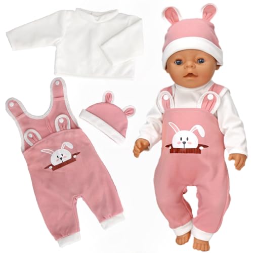 Kleidung Outfits für Baby Puppen Kleidung Puppenkleidung 35-43 cm Newborn Baby Puppe Kleidung Zubehör mit Hut Langarm Hose Geschenk für Kinder Mädchen Jungen - Hasen von BAFAFA