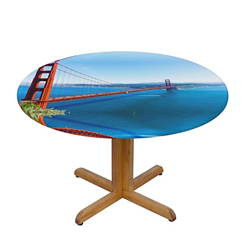 San Francisco Golden Gate Bridge bedruckte runde Tischdecke, wasserdichte Tischdecke, abwischbare Stretch-Tischdecke für Picknick, Camping, Esszimmer, klein von BAFAFA