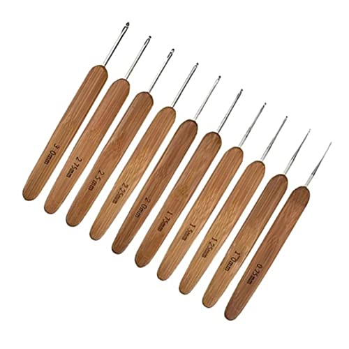 10pcs Bambusgriff Häkelhaken, Metallstrickwerkzeuge mit Ergonomischem Design, Lang Anhaltend für Strickhüte und Pullover, Ideales Werkzeug für Hausfrauen, Praktisch und Leicht zu von BAFOVY