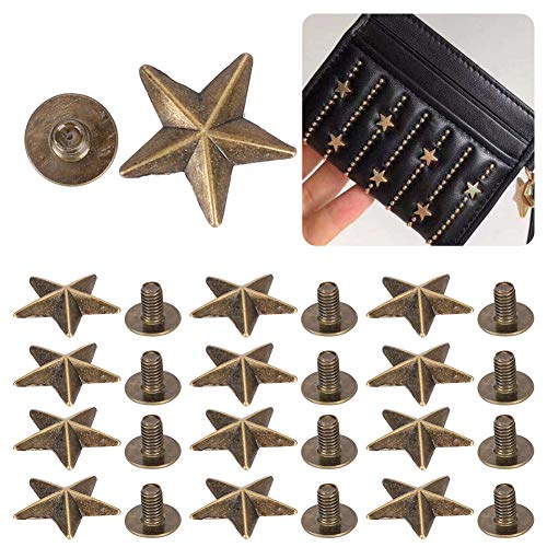 50 Stück Hochwertige Nieten in Sternform mit Schrauben für -Kleidung, Schuhe, Dekoration, Einfache Installation, Grundlegendes Zubehör, Druckbeständig (antike Bronze) von BAFOVY