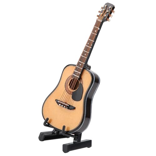 BAFOVY Miniatur-Gitarrenmodell aus Holz Zur Präsentation von Ornamenten, Heimdekoration, Handgefertigte Ständerbox, Perfektes für den Schreibtisch, den Bürotisch (10CM) von BAFOVY