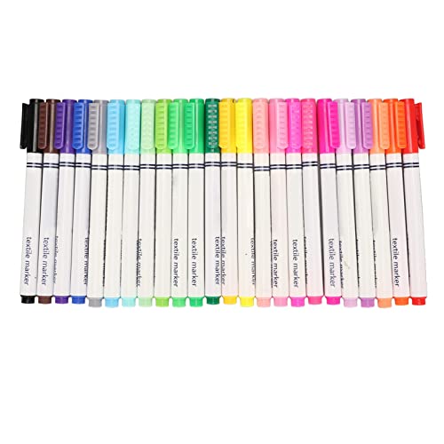 BAFOVY Stoffmarker in 24 Farben, Permanentes Stoffmalstift-Set – Feine Spitze, Farbechtes, Schnell Trocknendes Polyester, Leinwandmarker für Kleidung und DIY-Projekte, für Künstler von BAFOVY