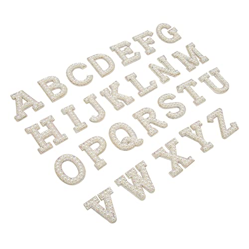 Bügeleisen auf Alphabet -Style -Patches, Faux Pearl - 26 Buchstaben für Hut -Rucksackhemd, Einfach zu Bedienende Dekorationen für DIYs von BAFOVY