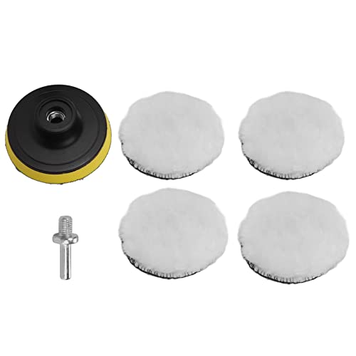 Polierpad aus Wolle, 4 Stück, Polierpads aus Wollimitat, 3-Zoll-Polierpad-Set mit 5/8-Zoll-11-Adapter, Super-Clean-Effekt, Geeignet für Autopoliermaschinen von BAFOVY