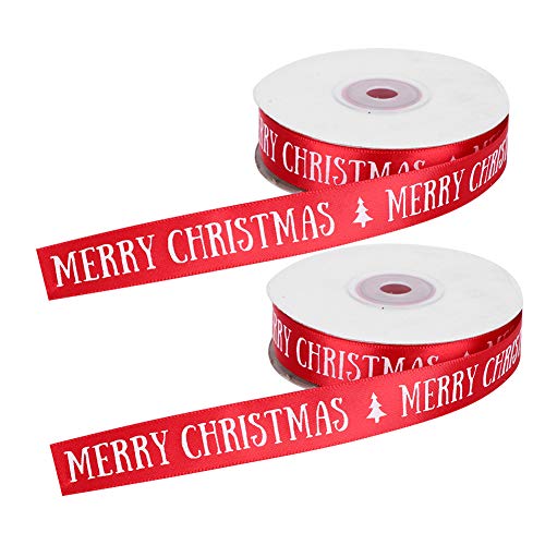 BAFOVY Polyester-Weihnachtsband, Satinband, Weihnachtsdesign, Gurtband, Dekoration, Basteln, ca. 22,5 M von BAFOVY