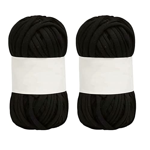 Weiche Baumwoll -Spaghetti -Garn, 0,8 Zoll Breit Hellfarbene Ruggarn Zum Häkeln, mit 5pcs für DIY (BLACK) von BAFOVY