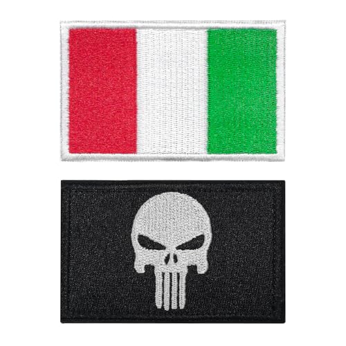 BAGZY 2 Stücke Patch（Flag pattern + Skull），8 x 5 cm，Militär Patches Aufkleber Patch Klett für Rucksäcke von BAGZY