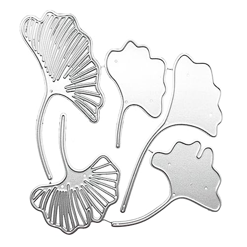 1 x 5-teilige Lotusblatt-Metall-Stanzformen für Sammelalben, Papierkarten, geprägte dekorative Kunst von BAHJKASD