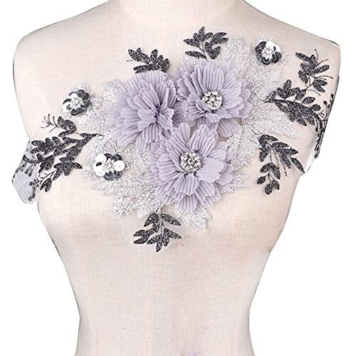 3D-Blumen Perlen Spitze Stoff Applikation Stickerei Nähen auf Patches für Hochzeit/Abendkleid Kleidung Patches von BAHJKASD