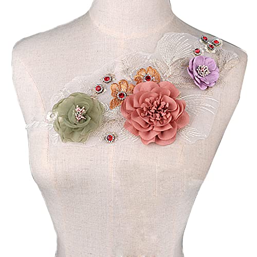3D-Blumen Perlen Spitze Stoff Applikation Stickerei Nähen auf Patches für Hochzeit/Abendkleid Kleidung Patches von BAHJKASD