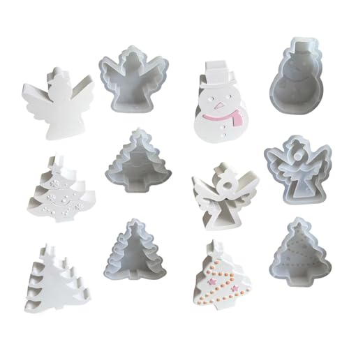 6pcs Weihnachtsbaum Schneemann Silikonkerzenformen Für Epoxidharz von BAHJKASD