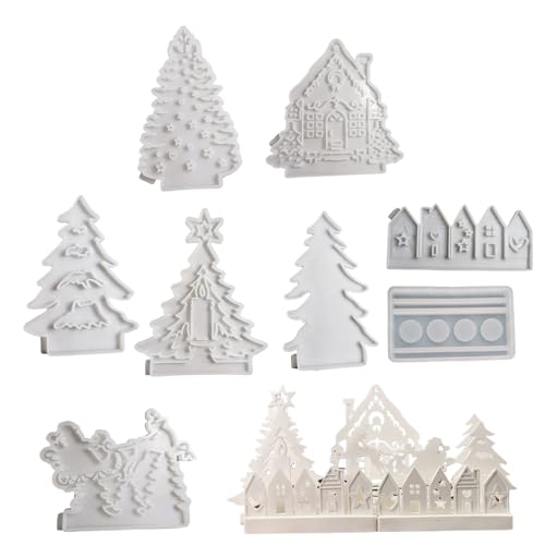 8pcs Weihnachten Silikon Kerzenschimmelformen 4 Hohlräume Kerzenbasisformen Für Epoxidharz Kerzenhalter Teelichthalter von BAHJKASD