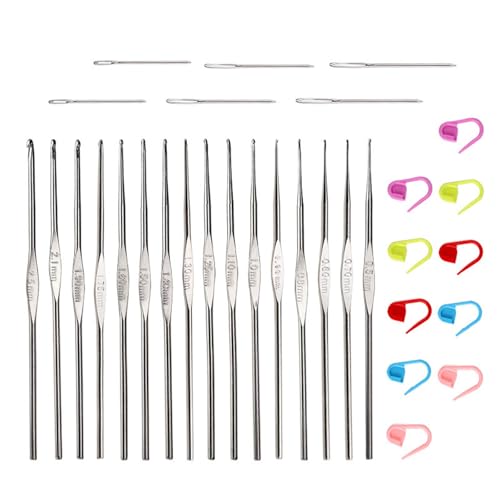 BAHJKASD 16/32/37Pcs Edelstahl Häkelnadel Großes Auge Nähen Nadel Stricken Marker Set Für Anfänger Bastler Stricken von BAHJKASD