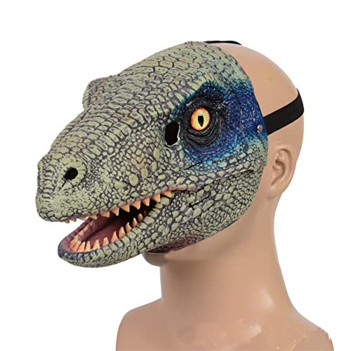 BAHJKASD Halloween Drache Dinosaurier Open Mouth Latex Horror Dinosaurier Kopfbedeckung Halloween Party Cosplay Kostüm Angst von BAHJKASD