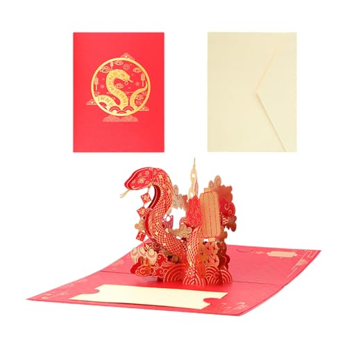 BAHJKASD Jahr Der Snake 3D Popup Segen Einladungskarte Mit Umschlag Chinesisches Neujahrsgrußkarte Für Spring Festival von BAHJKASD