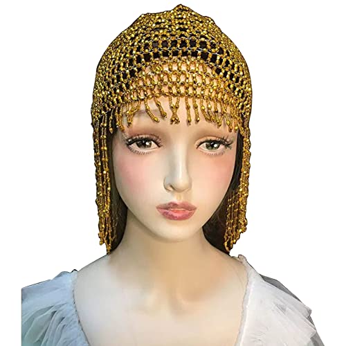 BAHJKASD Kopfschmuck mit Perlenkappe, Bauchtanz, Haarschmuck, exotische Kleopatras, Kopfschmuck für 1920 Gatsbys Motto-Party, Abschlussbälle von BAHJKASD
