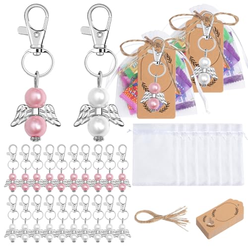 BAHJKASD Packung Von 24 Flügel Charme Schlüsselanhänger Souvenirs Mit Organza Geschenktüten Dankesgeschenke Für Hochzeitsbabysfeier von BAHJKASD