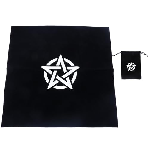 BAHJKASD Pentagramme Tarot Tischdecke Weissagungen Karten Tischdecke Wandteppich Mit Samt Kordelzug Tasche Hexerei Decktuch von BAHJKASD