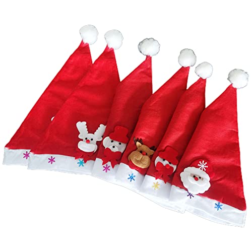 BAHJKASD Weihnachtsmütze, zerknittert, Weihnachtsmann, warmes Wintergeschenk, LED-Licht, Weihnachtszubehör, Party-Dekoration, 6 Stück von BAHJKASD