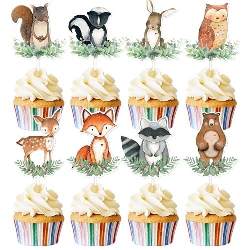 Tier Cake Topper, 24 Stück Dschungel Tier Cupcake Topper, Dschungel Tortendeko Tiere, Muffin Deko, Tortendeko Dschungel, Tortendeko Waldtiere, Kuchendeko Tiere, Waldtiere Geburtstag Deko von BAIDZFU