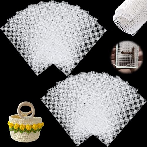 16 Stück Plastic Canvas Sheets, 21x32cm Kreuzstich Kunststoffgitter, Weiß Mesh Canvas Sheets, Kunststoff Leinwand, Kunststoff Netzblätter Leinwand Pad, Mesh Stoff für Bastel und Nähprojekte von BAIFULAI